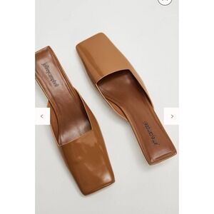 Jeffrey Campbell Free People Something New Square Toe Tan Leather Mule Sz 9 NEW